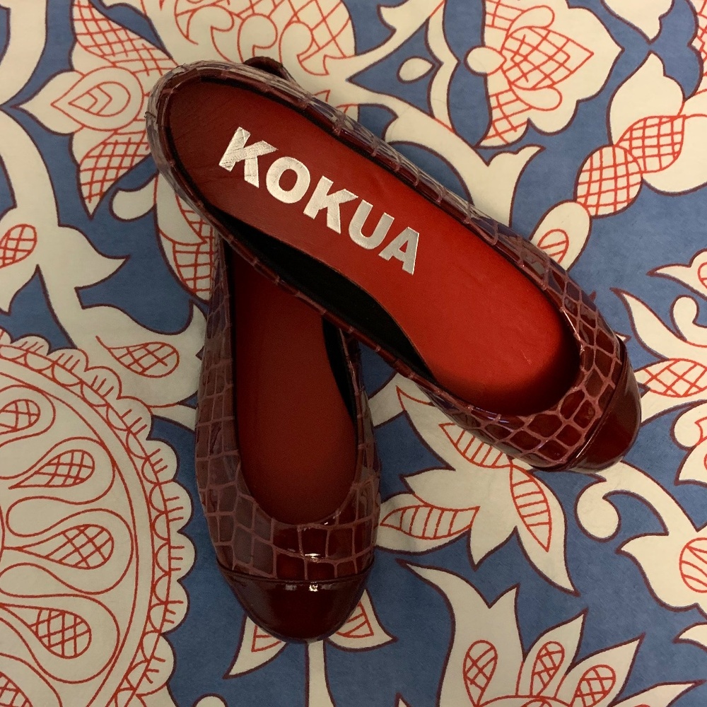 NEW Ballet Flats - Burgundy crocodile embossed patent leather